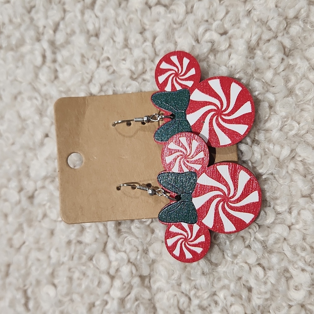 DISNEY PEPPERMINT WOOD EARRINGS